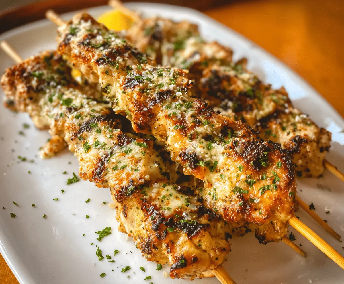 Easy Grilled Ranch Garlic Parmesan Chicken Skewers