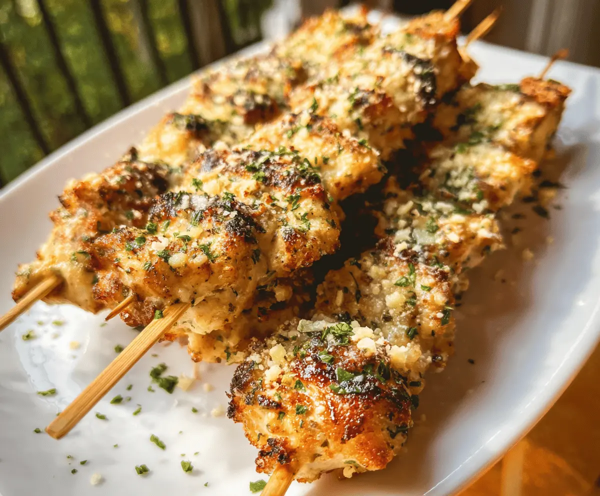Easy Grilled Ranch Garlic Parmesan Chicken Skewers