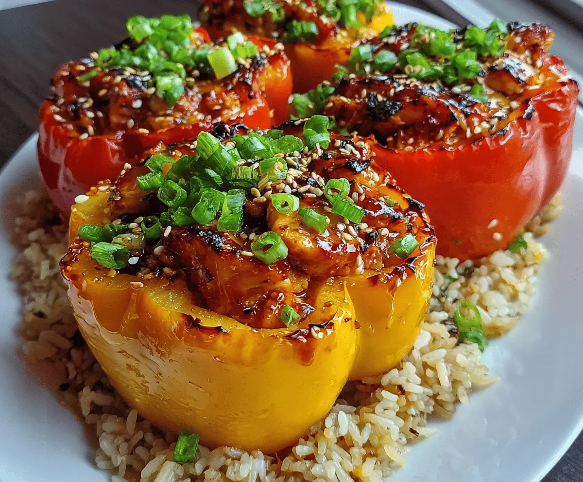 Teriyaki Pineapple Chicken Stuffed Peppers with Rice