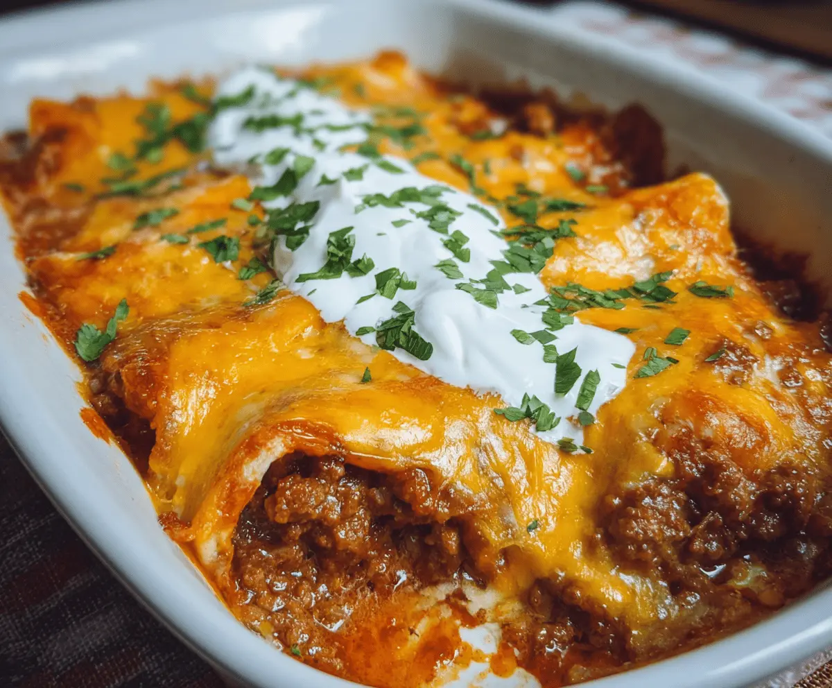 Easy Cheesy Ground Beef Enchiladas Recipe