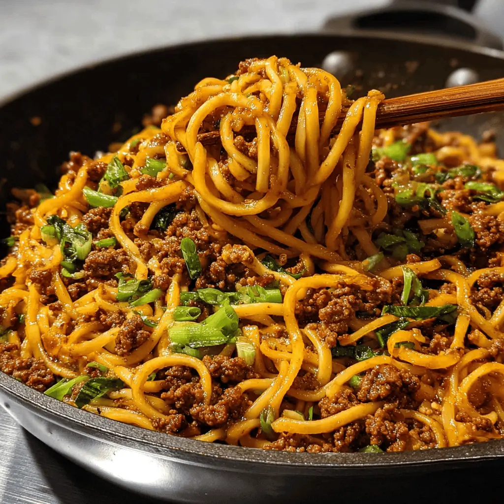Easy Mongolian Ground Beef Noodles Recipe