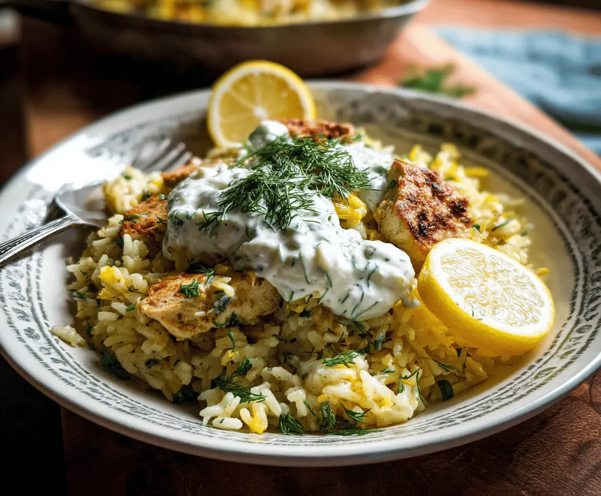 Easy Dump and Bake Chicken with Tzatziki Rice