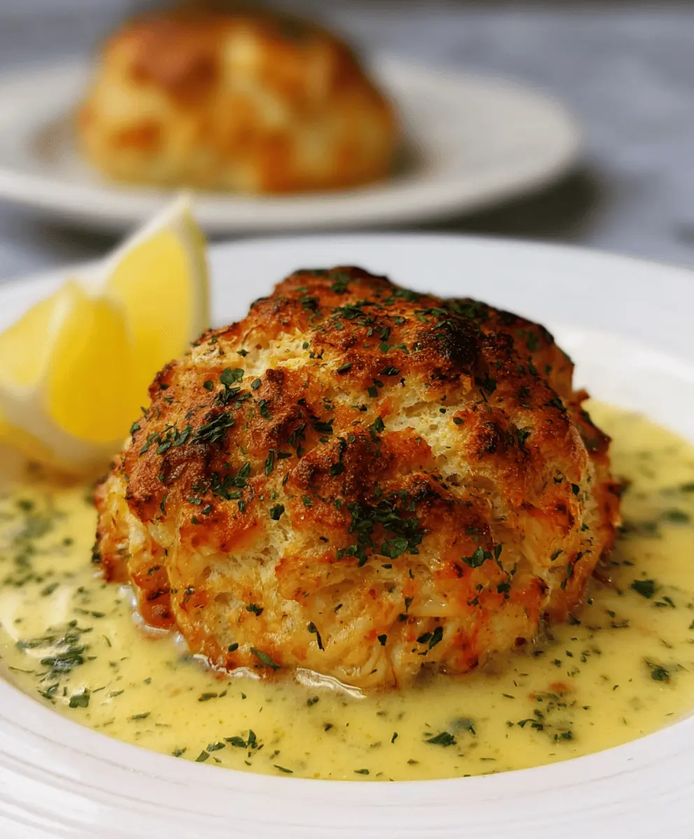 Crab Stuffed Cheddar Bay Biscuits with Lemon Butter Sauce