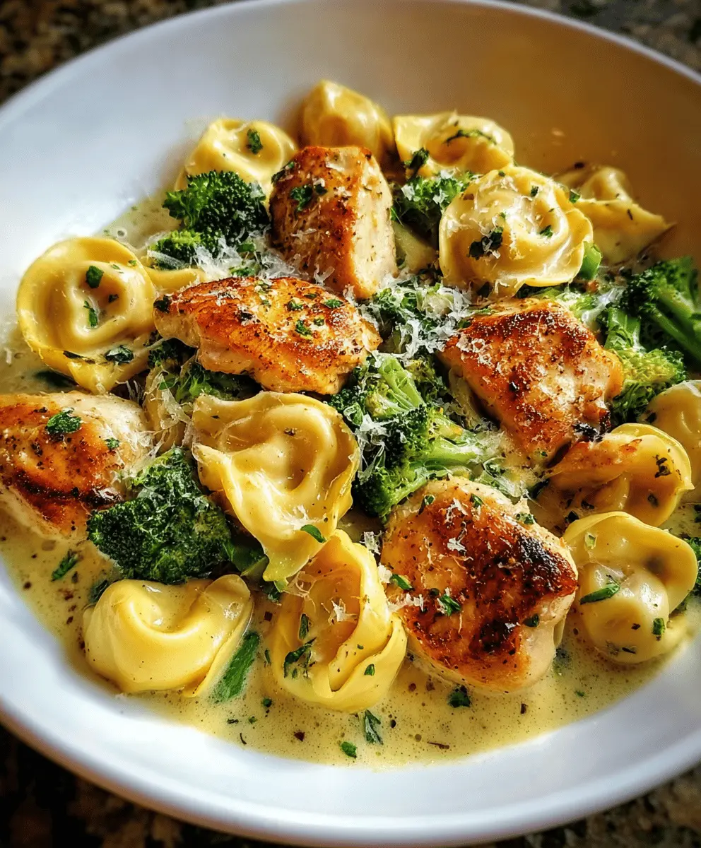 Creamy Garlic Parmesan Chicken Tortellini with Broccoli