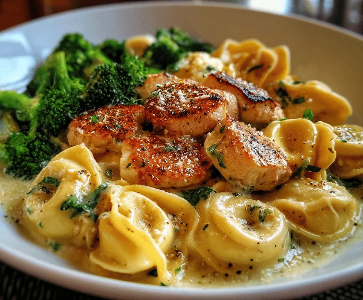Creamy Garlic Parmesan Chicken Tortellini with Broccoli