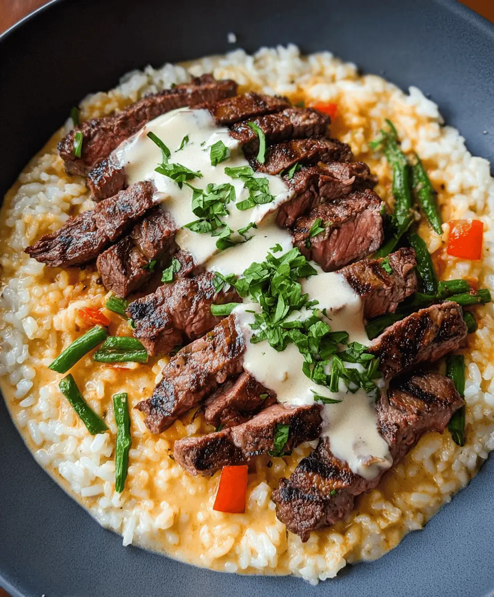 Creamy Queso Rice with Juicy Steak Strips Recipe