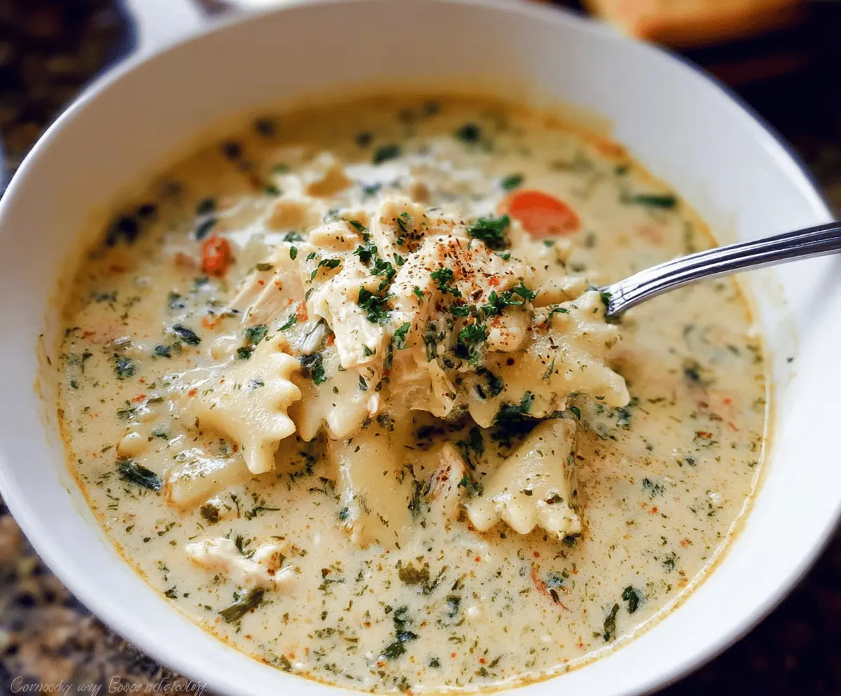 One-Pot White Chicken Lasagna Soup