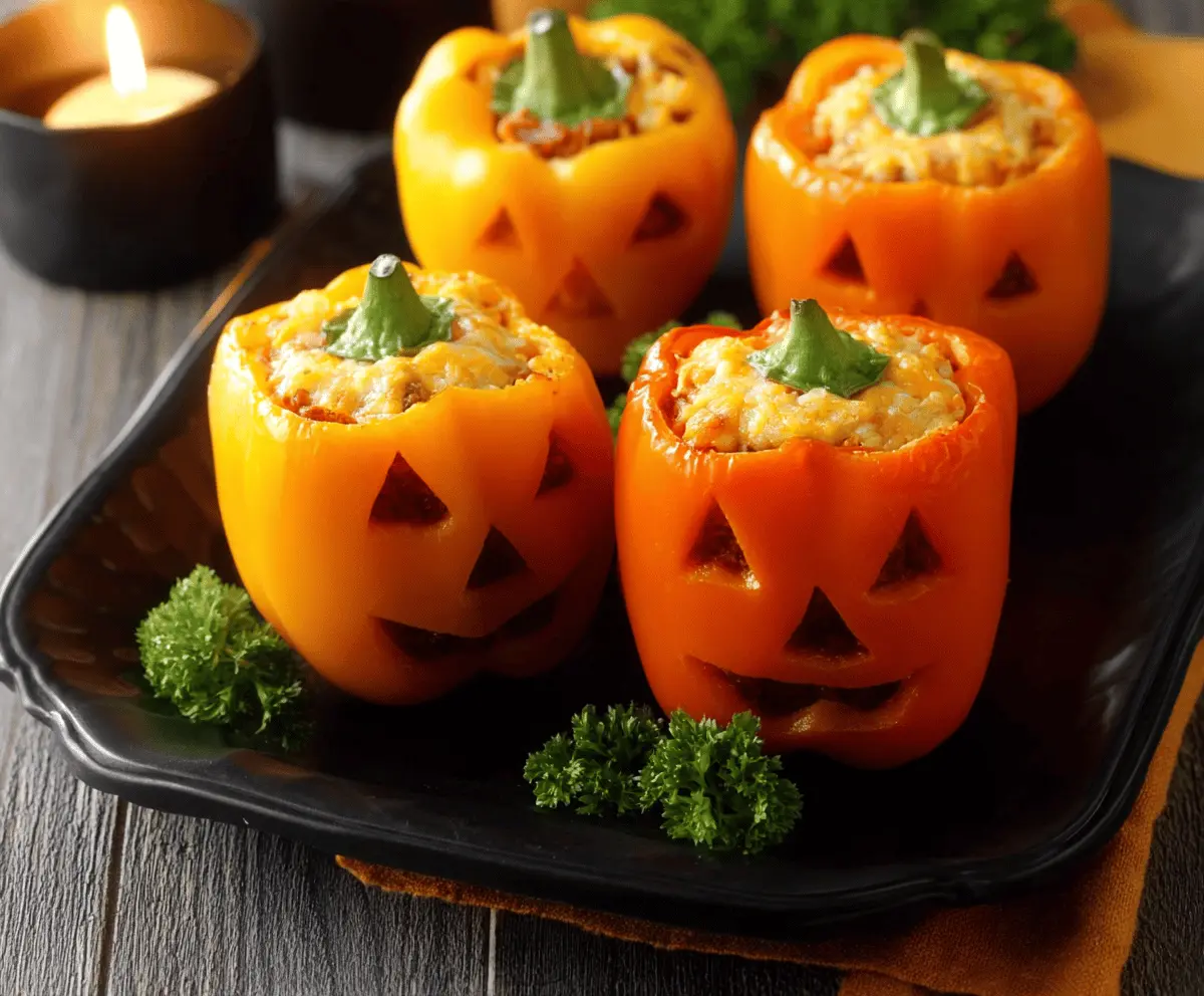 Jack-O’-Lantern Stuffed Peppers