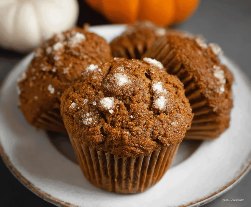 Delicious homemade pumpkin gingerbread muffins topped with a sprinkle of cinnamon, perfect for fall baking