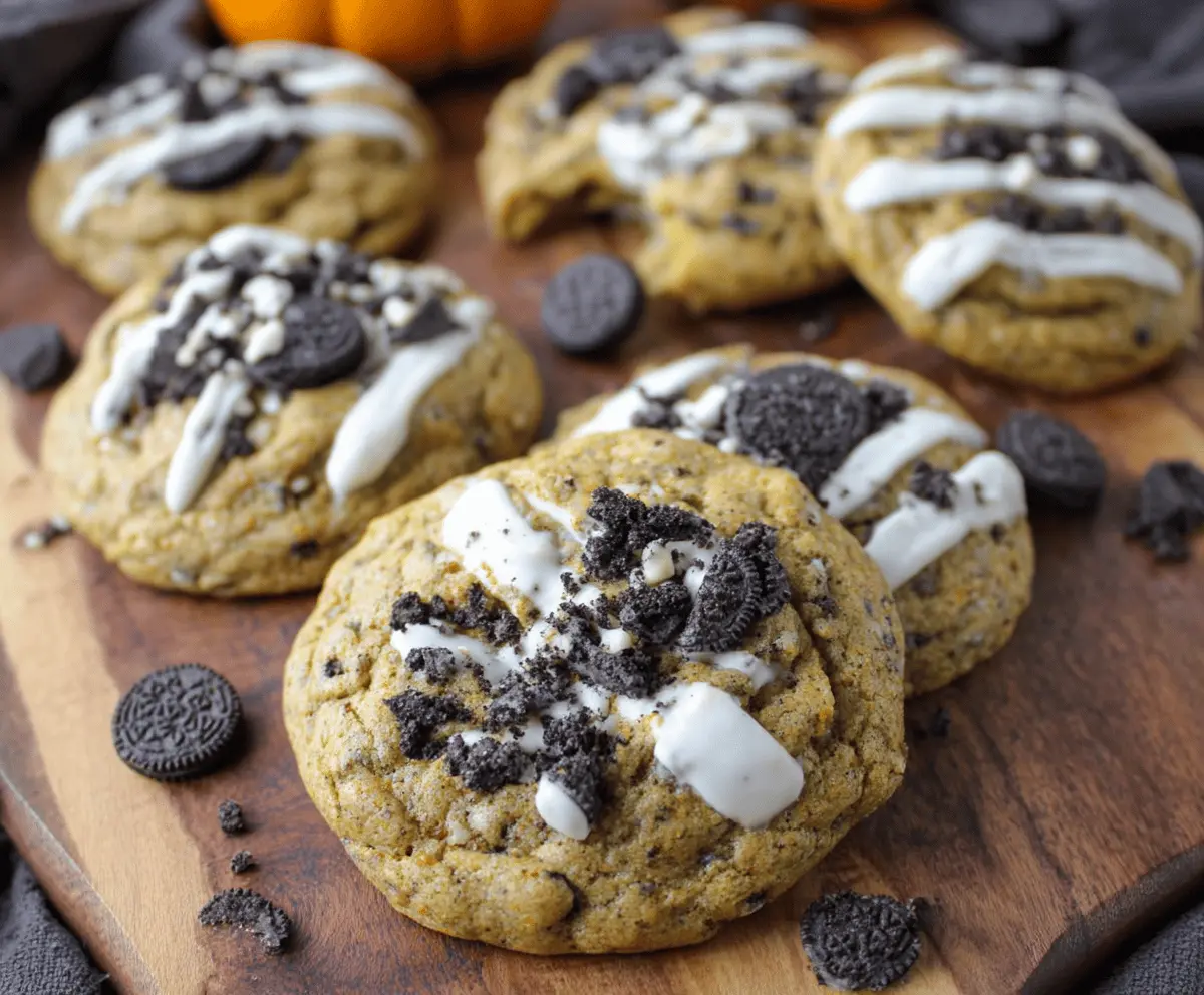 Pumpkin Oreo White Chocolate Cookies