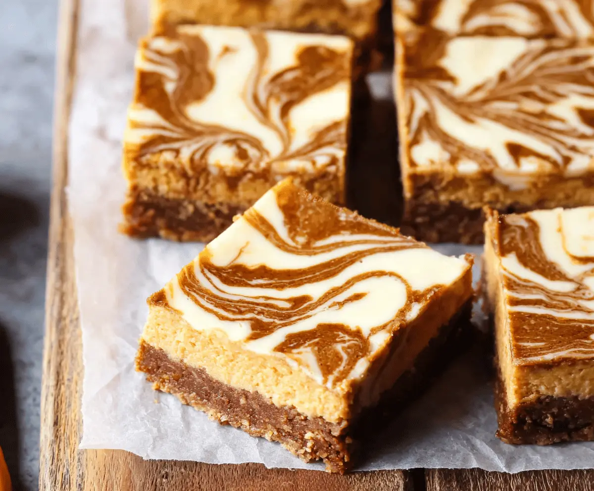 Pumpkin Swirl Cheesecake Bars